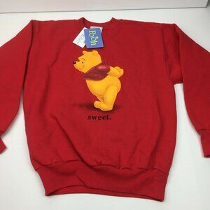 Disney Youth Winnie The Pooh Red Crewneck Pullover Sweatshirt Size Small 6X